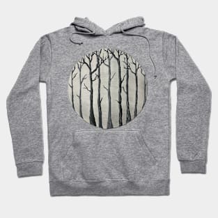 Trees In Fog, Mixed Media Hoodie